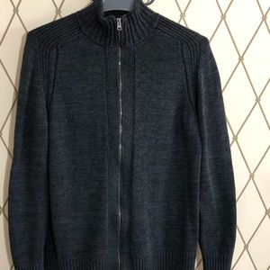 Men’s Charcoal Grey Front Zip Cardigan Sweater